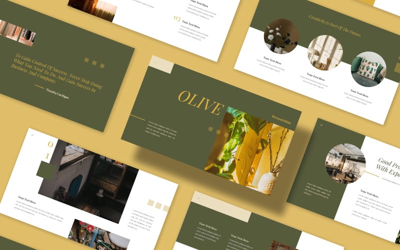 olive minimalist brand presentation powerpoint template original