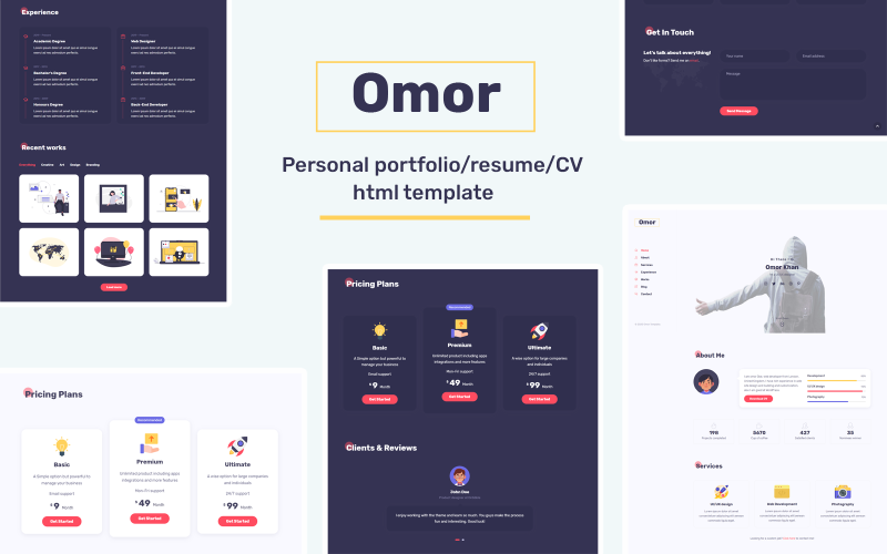 omor portfoliocvresume landing page template original