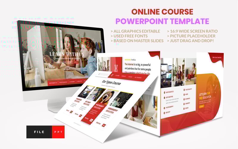 online course education powerpoint template original