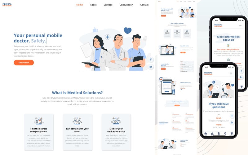 online doctor html landing page template original