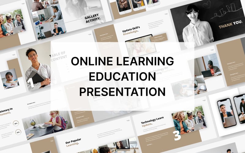 online learning education powerpoint presentation template original