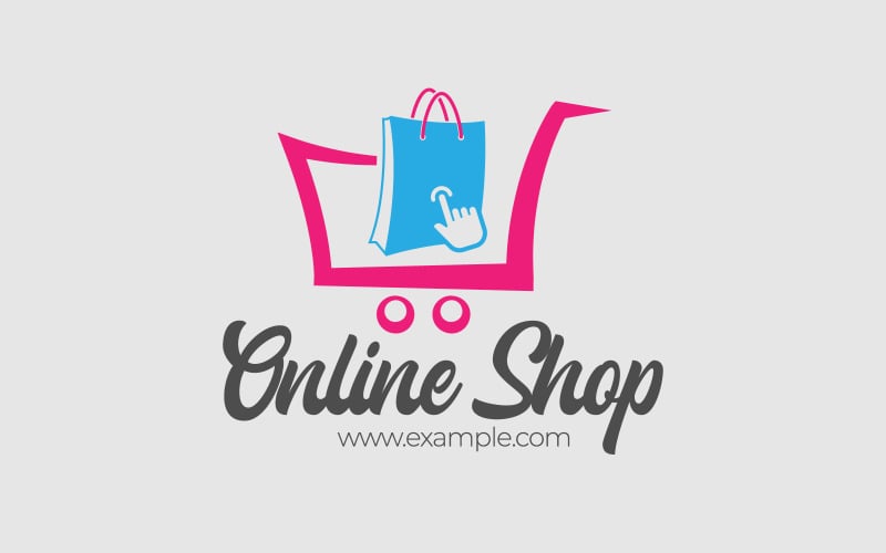 online shopping logo design template with shopping bag e commerce web or business original