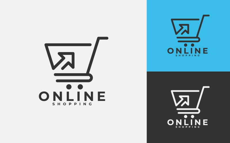 online shopping logo design template with shopping cart for e commerce web or business original