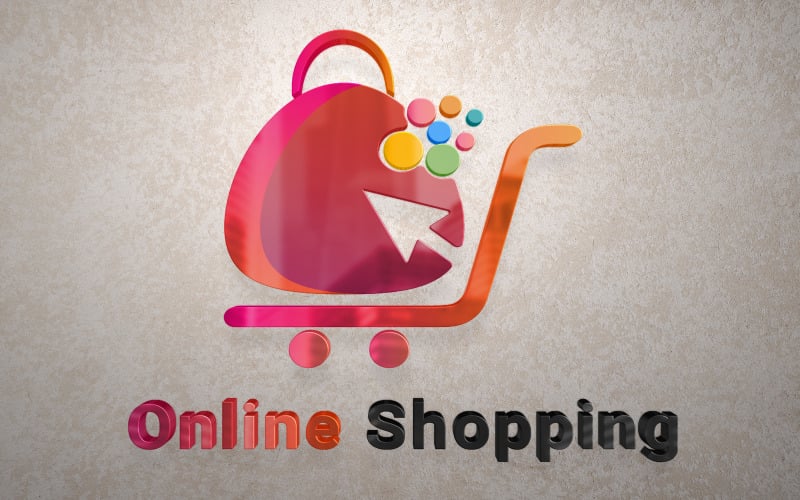 online shopping logo with shopping bag cart and mouse pointer original