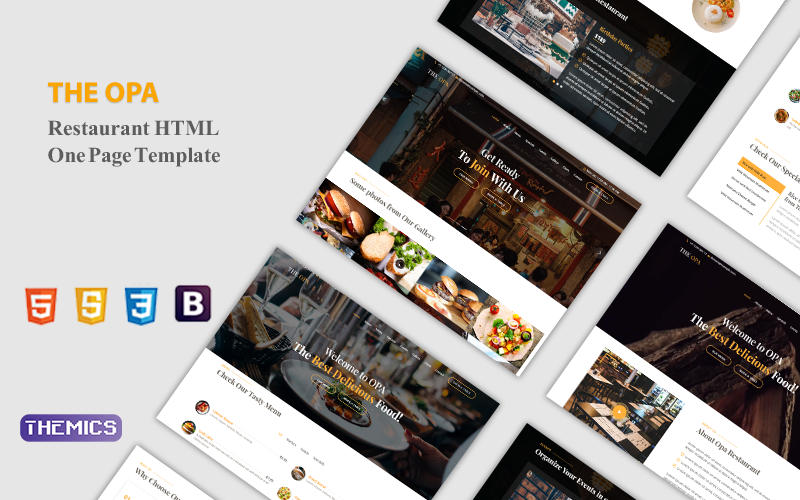 opa restaurant modern html landing page template original
