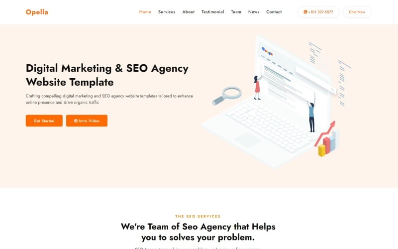 opella seo agency website landing page html template boost your digital presence original
