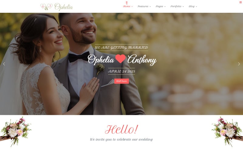ophelia joomla wedding and dating template original