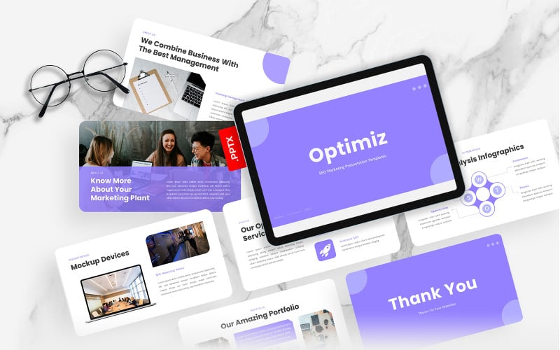optimiz seo marketing powerpoint template original
