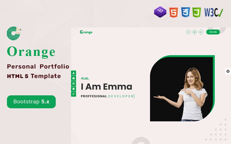 orange bootstrap personal portfolio amp resume html template original