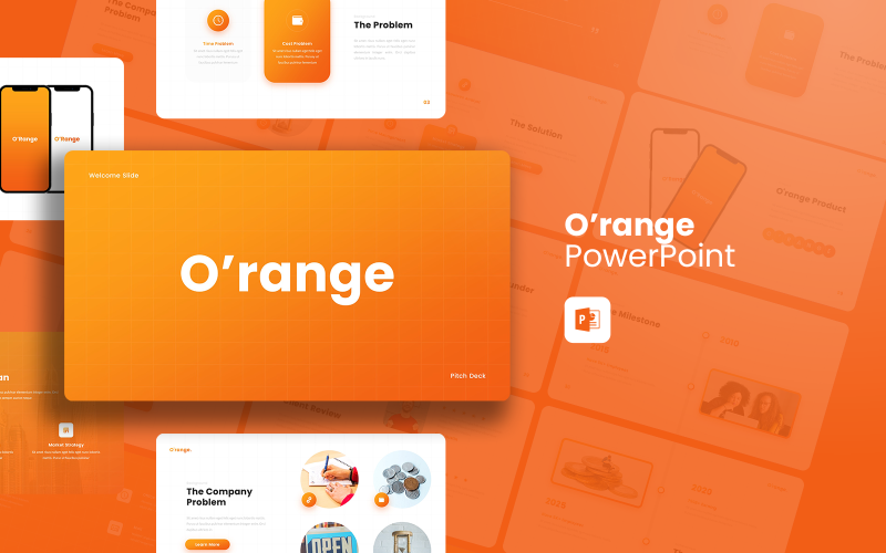 orange creative pitch deck powerpoint template original