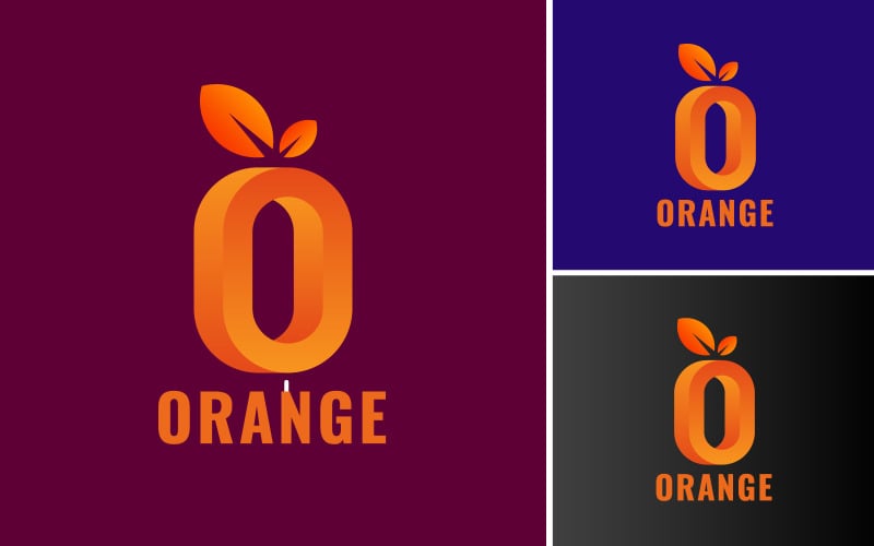 orange logo design with o letter modern letter o fruit logo with leafs original