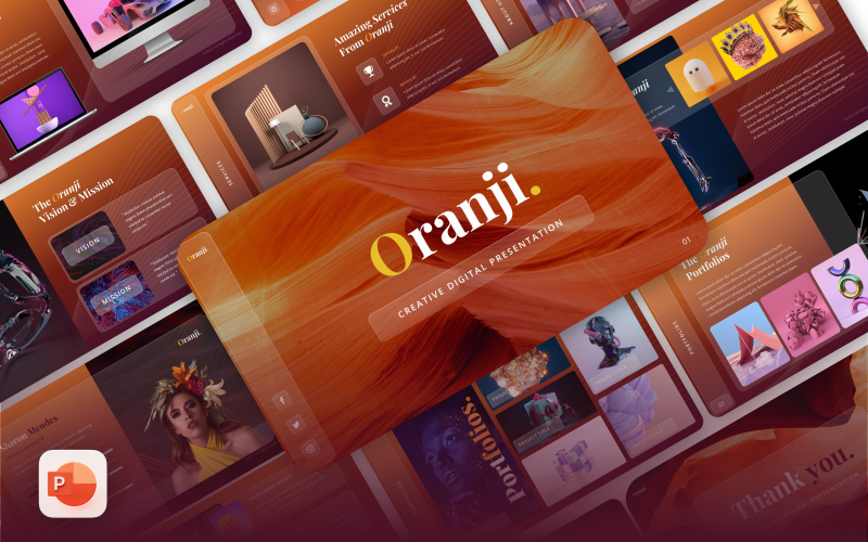 oranji creative glassmorphism powerpoint template original