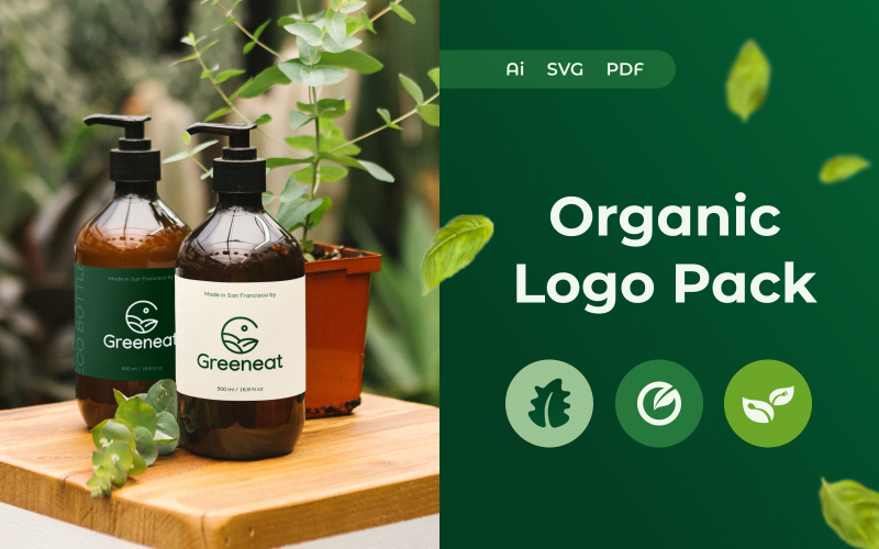 organic logo pack minimal green organic logo template original