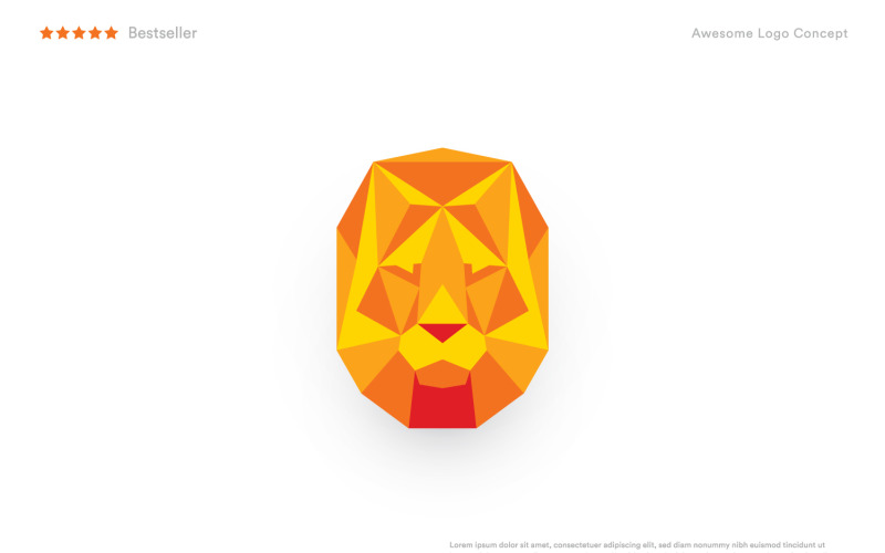 origami lion head low poly mask abstract polygonal logo template original