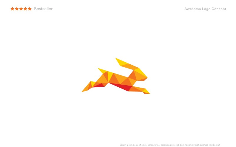 origami rabbit logo template original