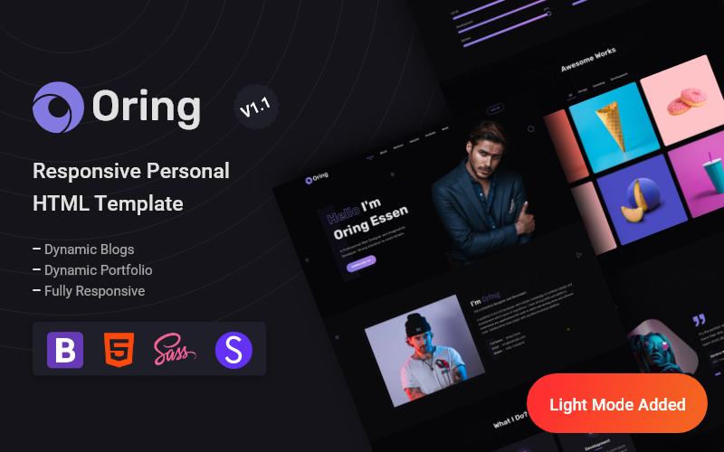 oring responsive personal html landing page template original