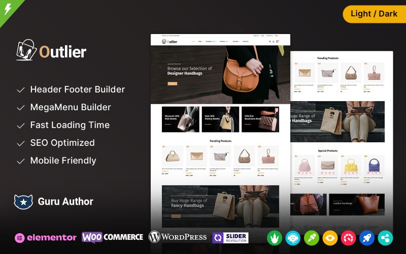 outlier handbag store and fashion accessories store woocommerce theme original