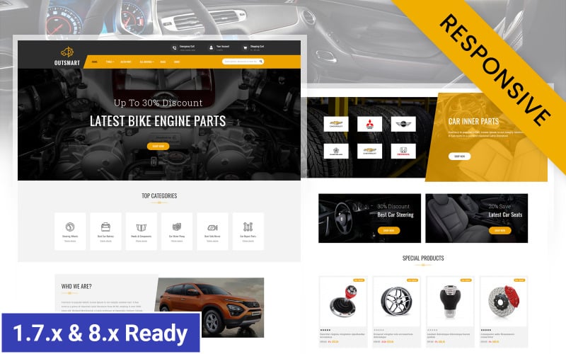 outsmart auto parts store prestashop responsive theme original