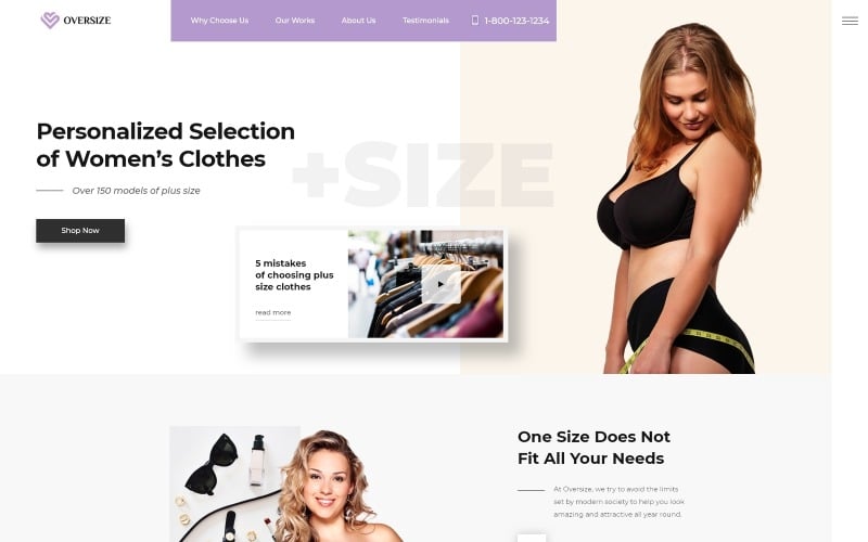 oversize fashion one page clean bootstrap html landing page template original