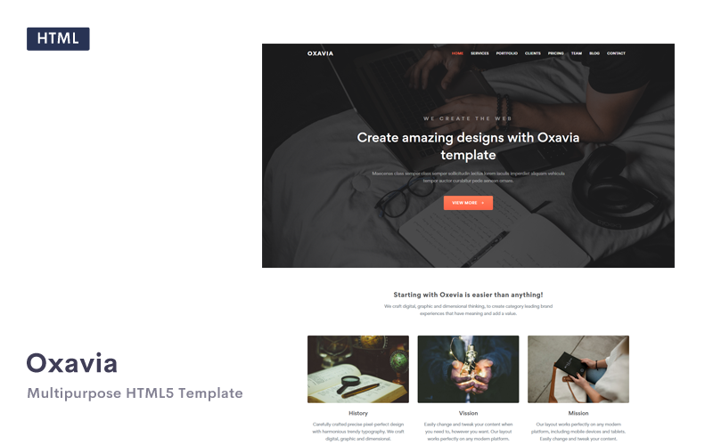 oxavia responsive html landing page template original