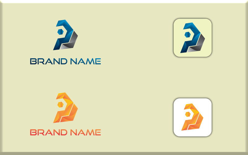 p j modern gradient logo template original