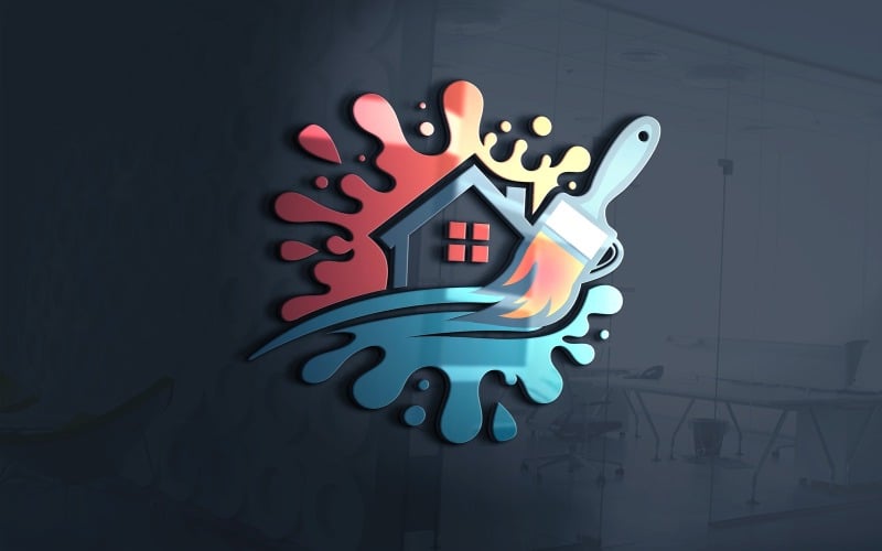 paint house splash brush logo template vector original