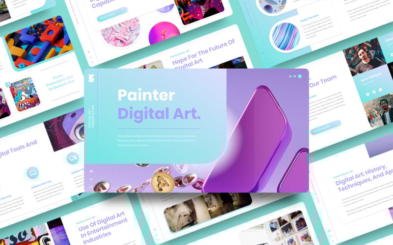 painter digital art powerpoint template original