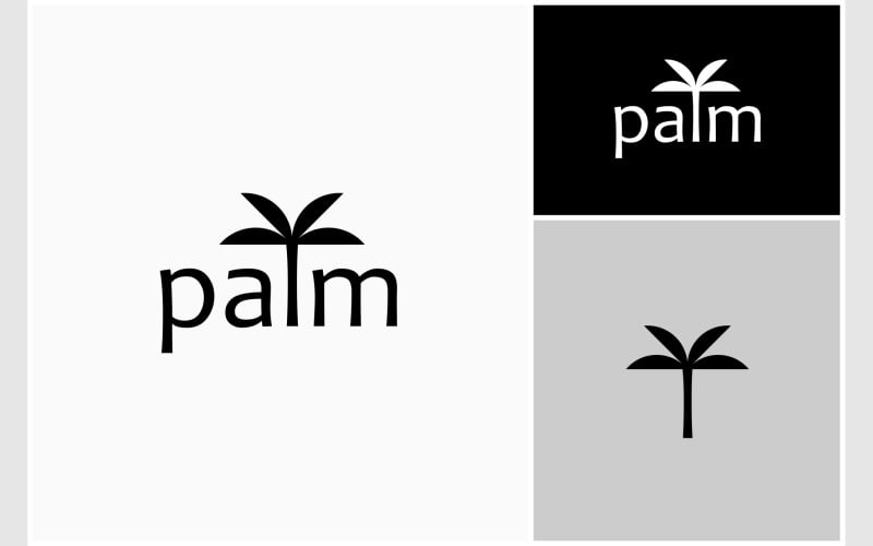 palm tree island simple text logo original