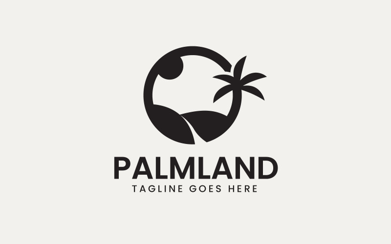 palm tree landscape logo design template original