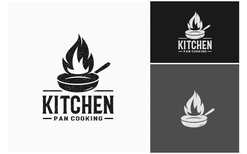 pan cooking fire flame logo original