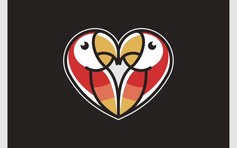 parrot bird love heart illustration original