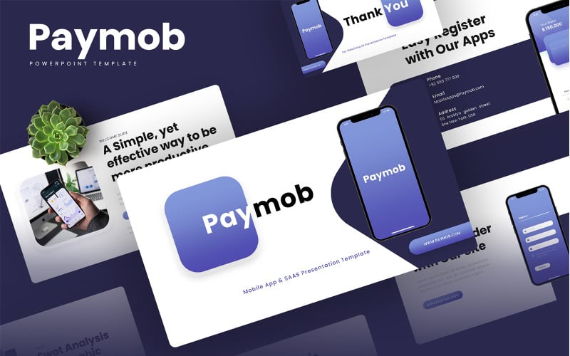 paymob mobile app amp saas powerpoint template original