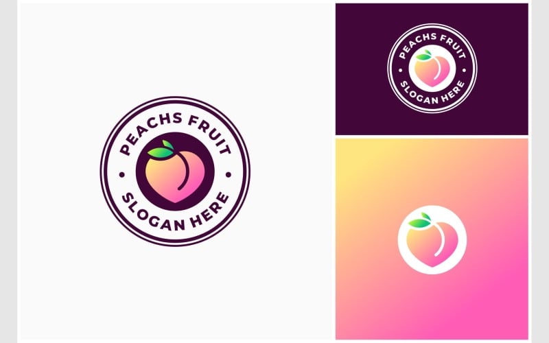 peach fruit circle badge emblem logo original