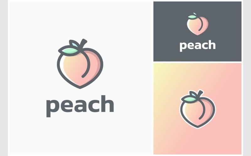peach fruit juicy modern logo original