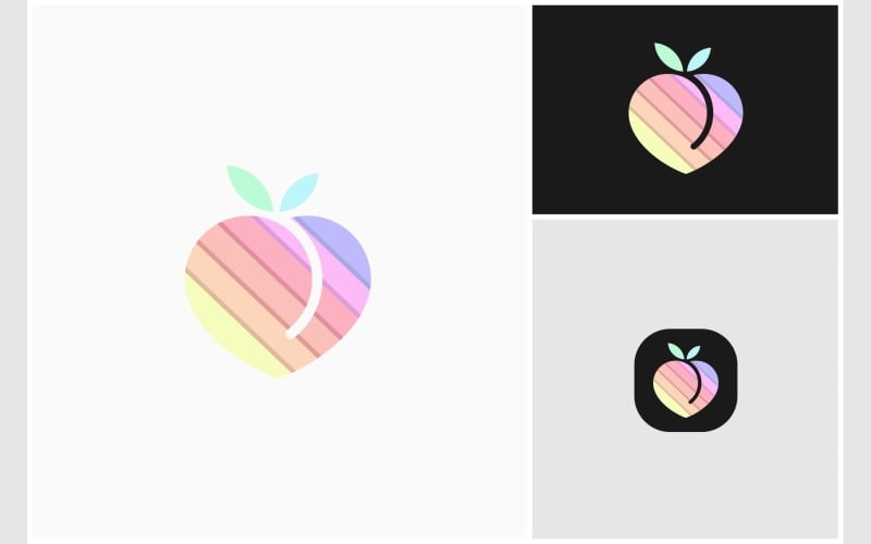 peach fruit modern colorful logo original