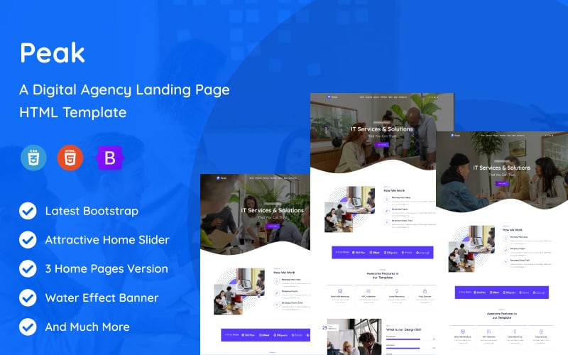 peak digital agency landing page template original
