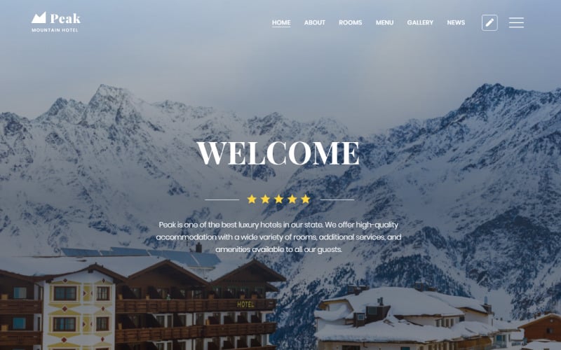 peak hotels one page clean html landing page template original