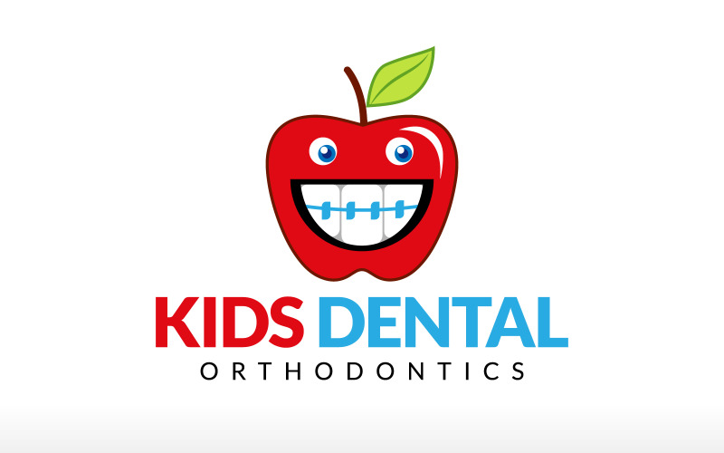 pediatric dentistry apple teeth kids dental orthodontics logo design original