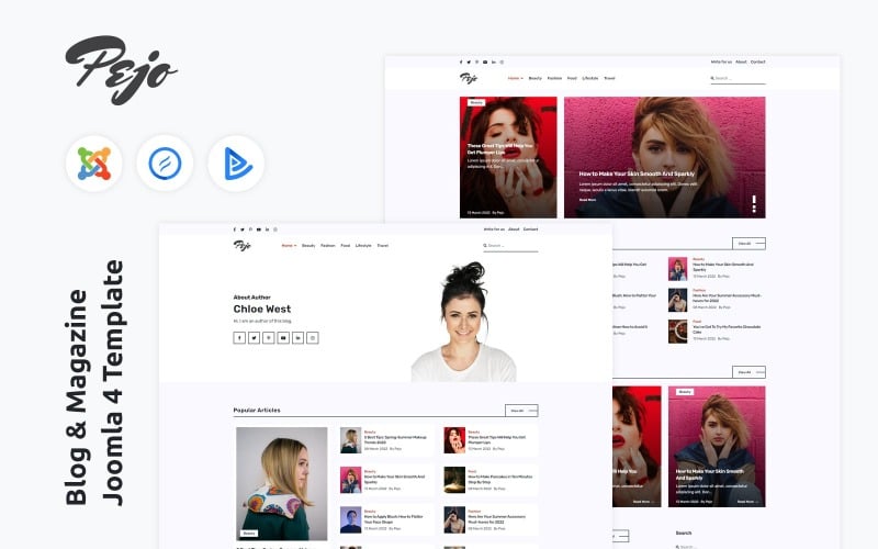 pejo blog amp magazine joomla template original