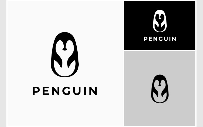 penguin flat silhouette illustration logo original
