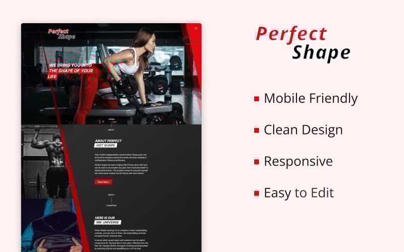 perfect shape gym landing page html template original
