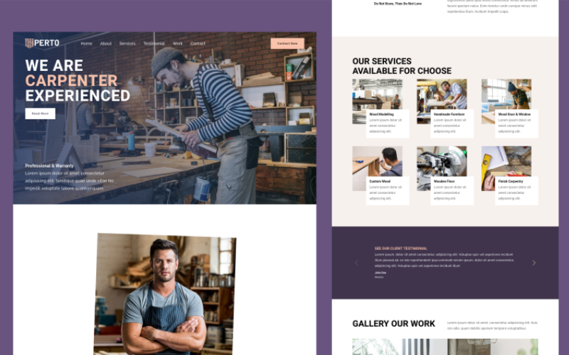 perto carpenter landing page template original