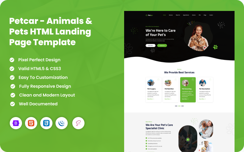 petcar animals amp pets html landing page template original