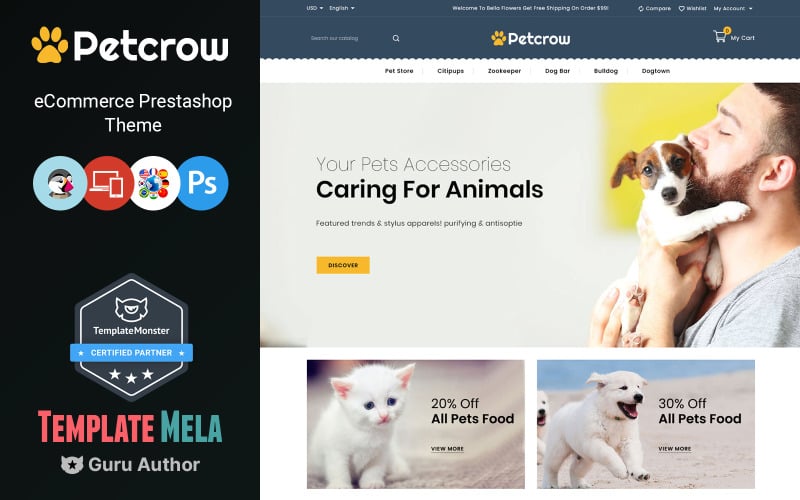petcrow pet online store prestashop theme original