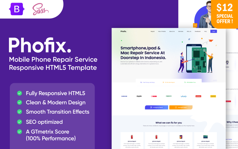 phofix mobile phone repair service responsive html template original