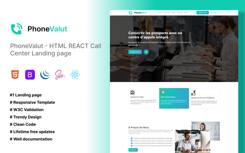 phonevalut html react call center landing page original