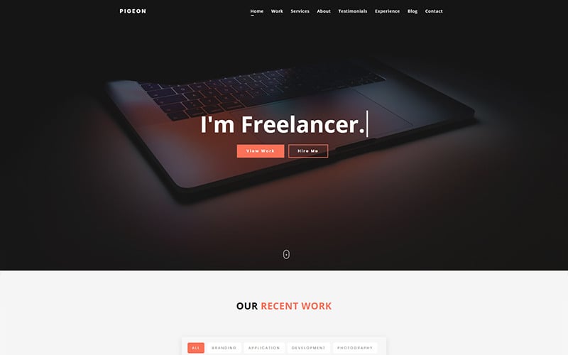 pigeon personal portfolio html landing page template original