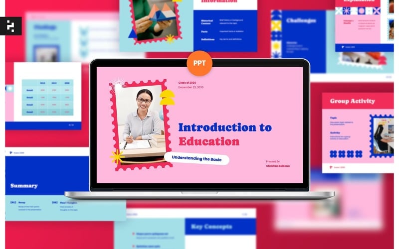 pink education powerpoint presentation original