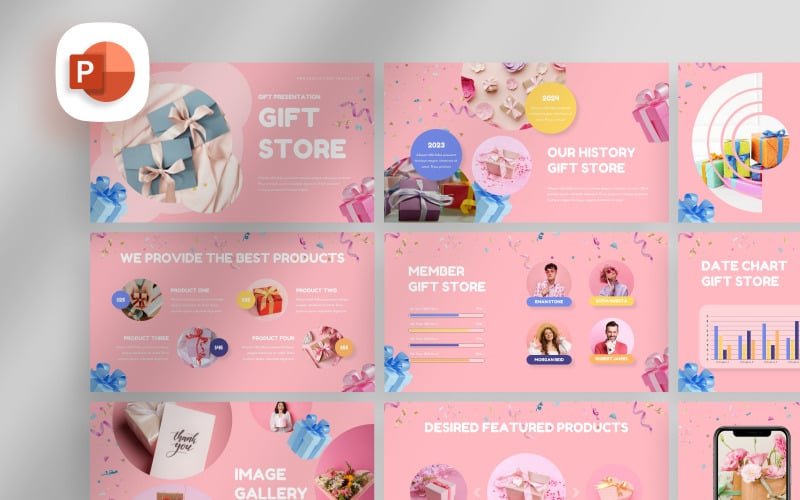 pinkish gift store presentation template original