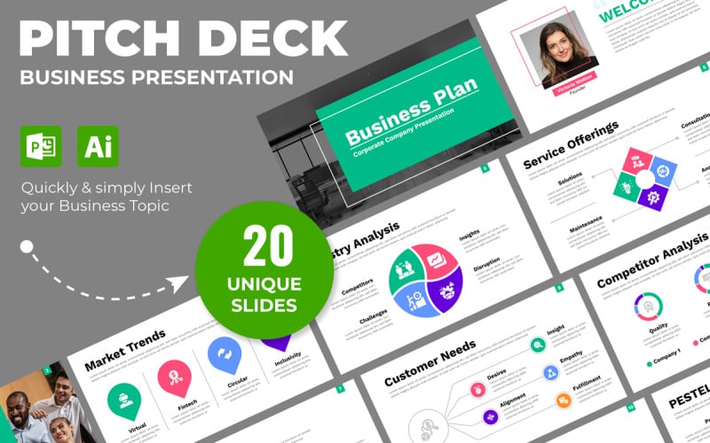 pitch deck business plan presentation template design original
